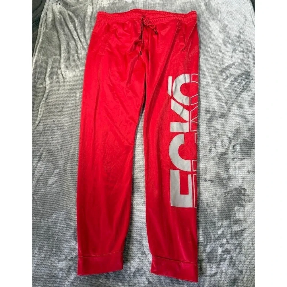 Ecko Function Mens 2XL Red Track‎ Pants Silver Graphic Polyester Joggers 40X30
